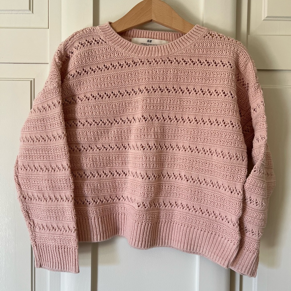 H&M Soft Pink Crew Neck Cotton Sweater